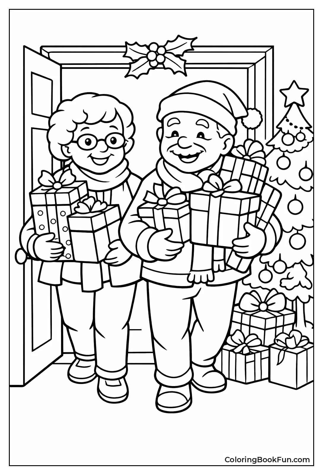 Grandparents Carry Armful Gifts