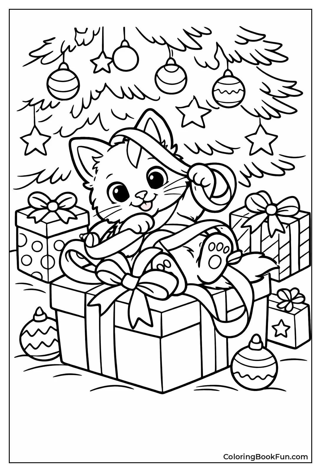 Kitten Tangled in Ribbon