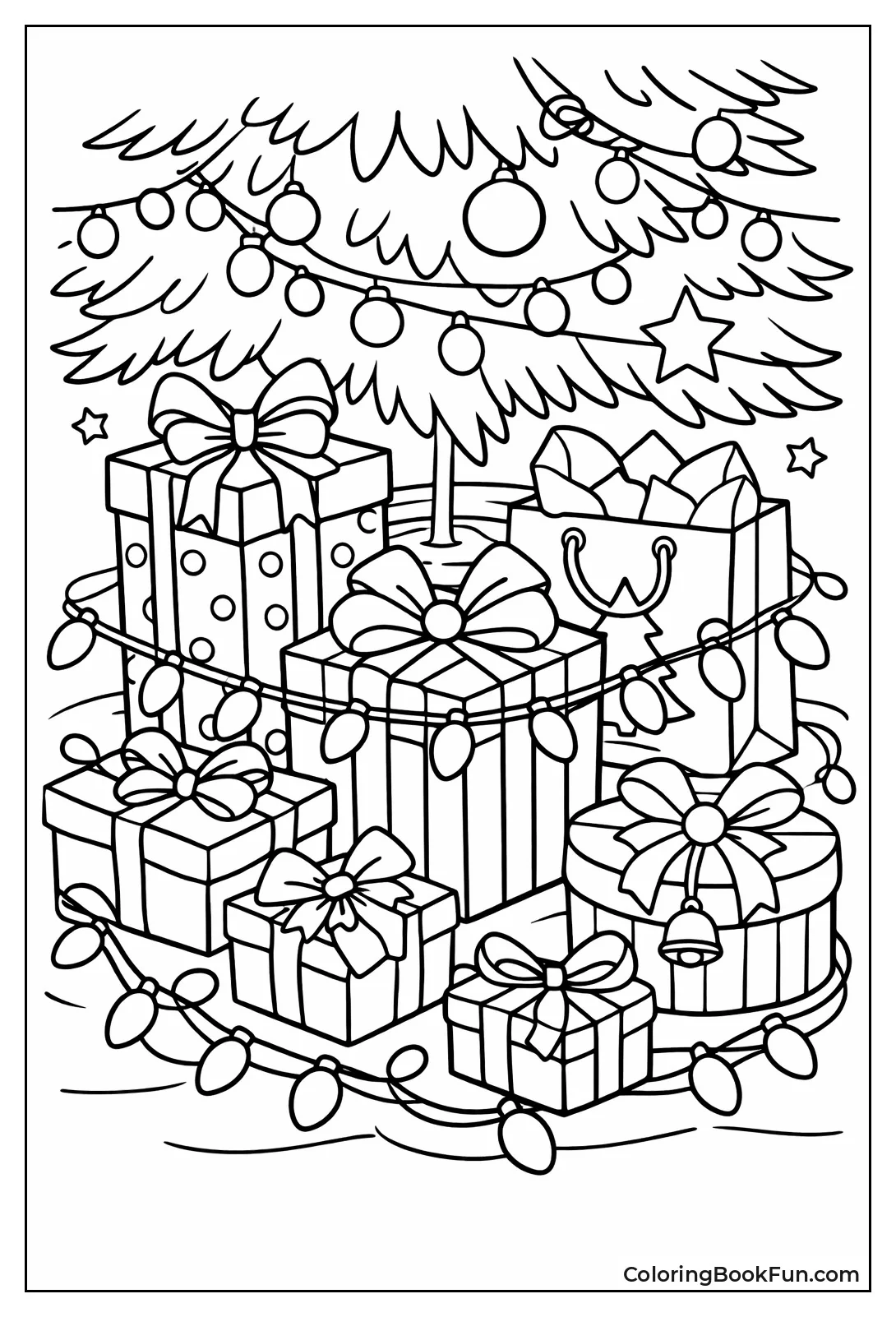 Lights Drape over Presents