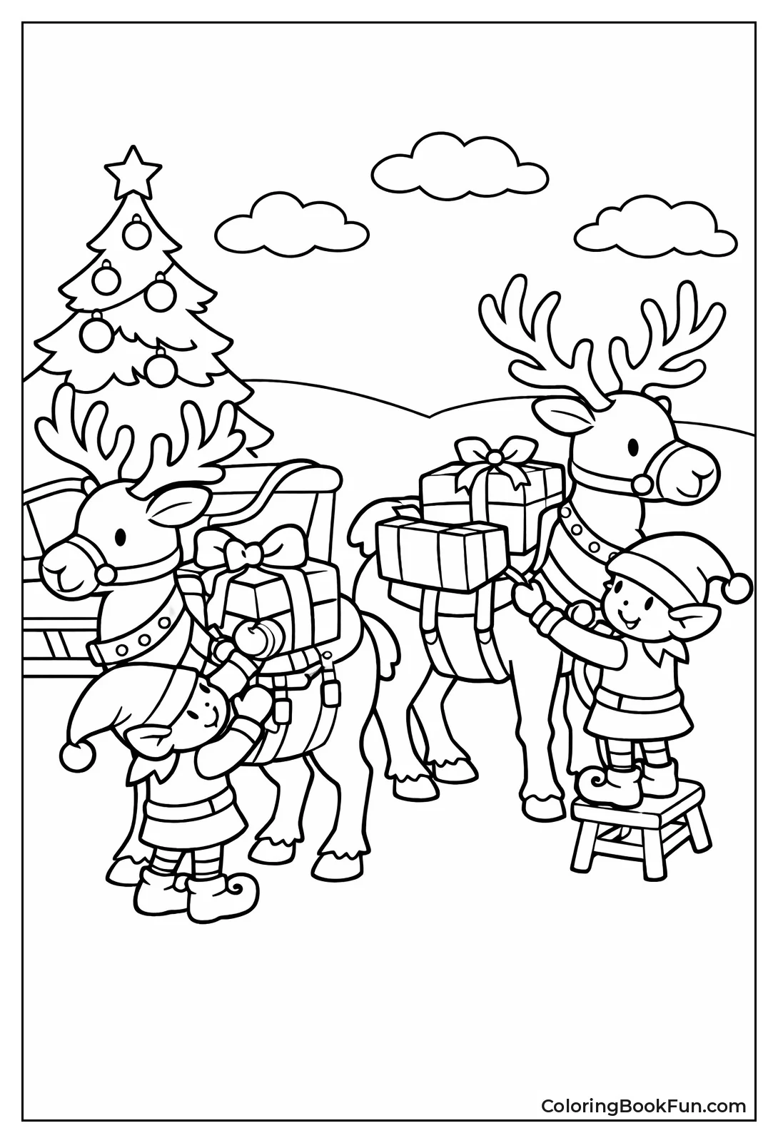 Reindeer Strapped with Boxes