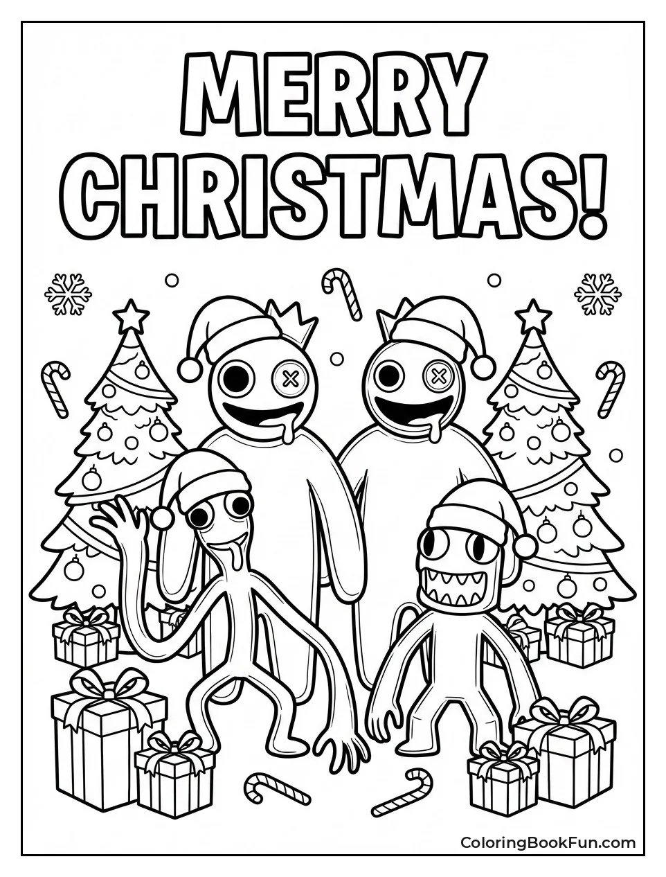 Rainbow Friends Wear Santa Hats