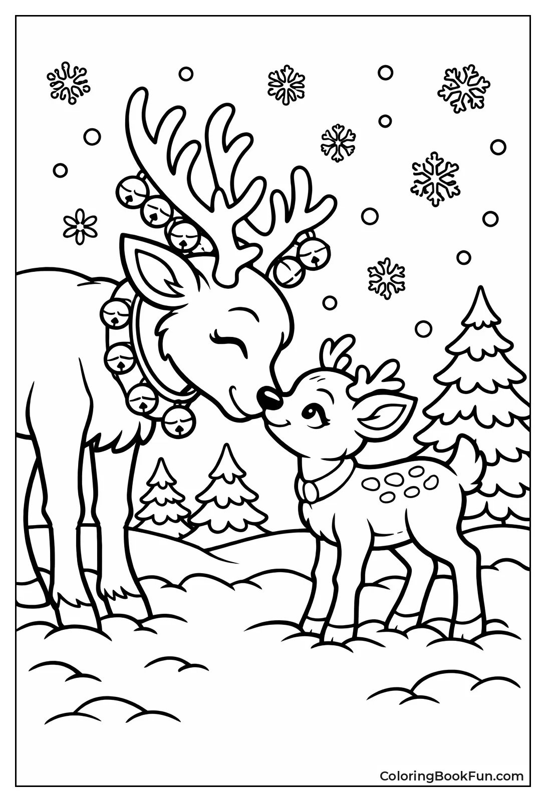 Mom Nuzzling Baby Reindeer