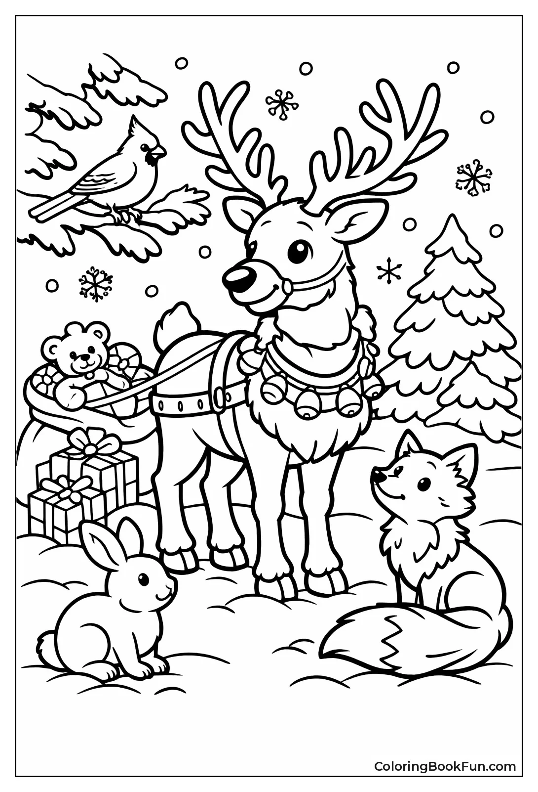 Reindeer with Forest Animals