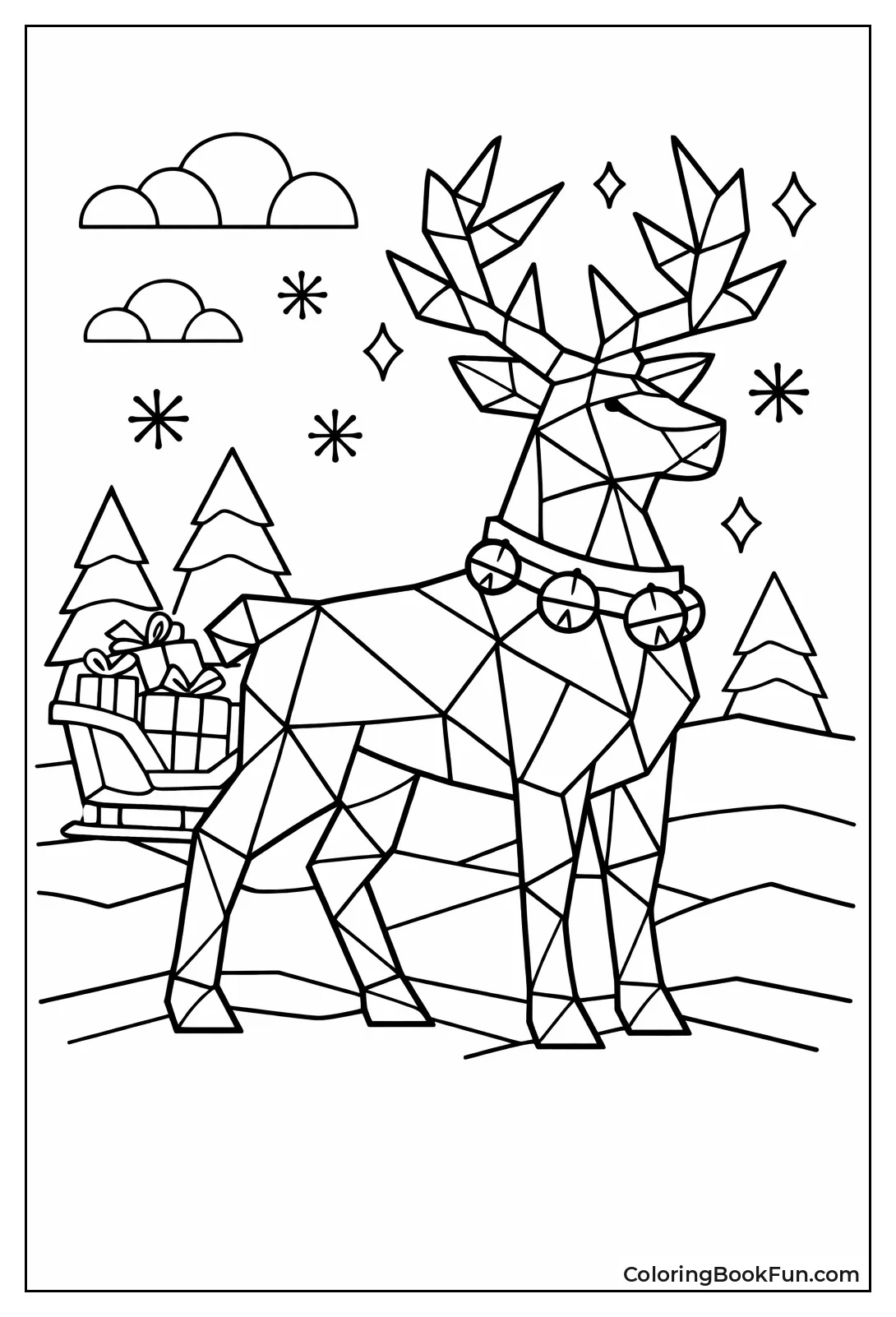 Geometric Standing Reindeer Shape