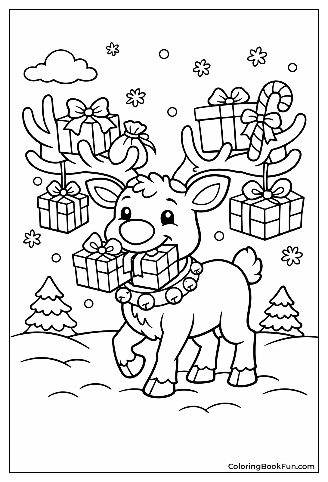 Reindeer Holding Christmas Presents