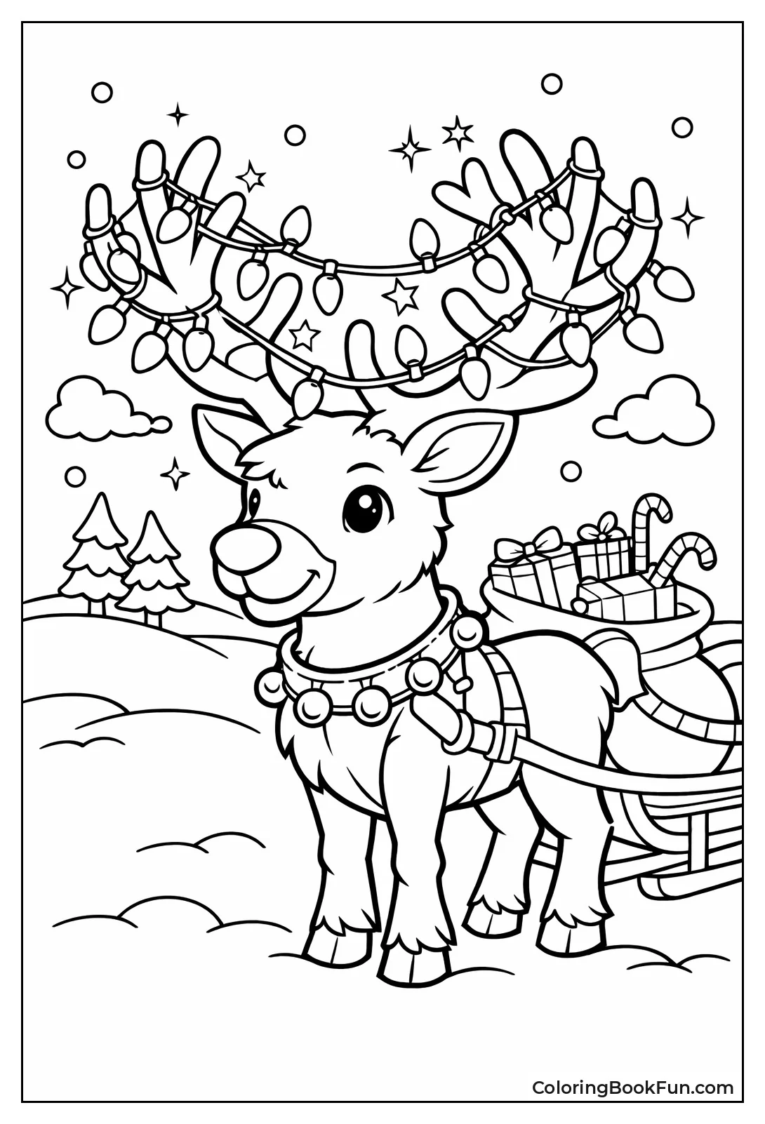 Reindeer with Glowing Antler Lights