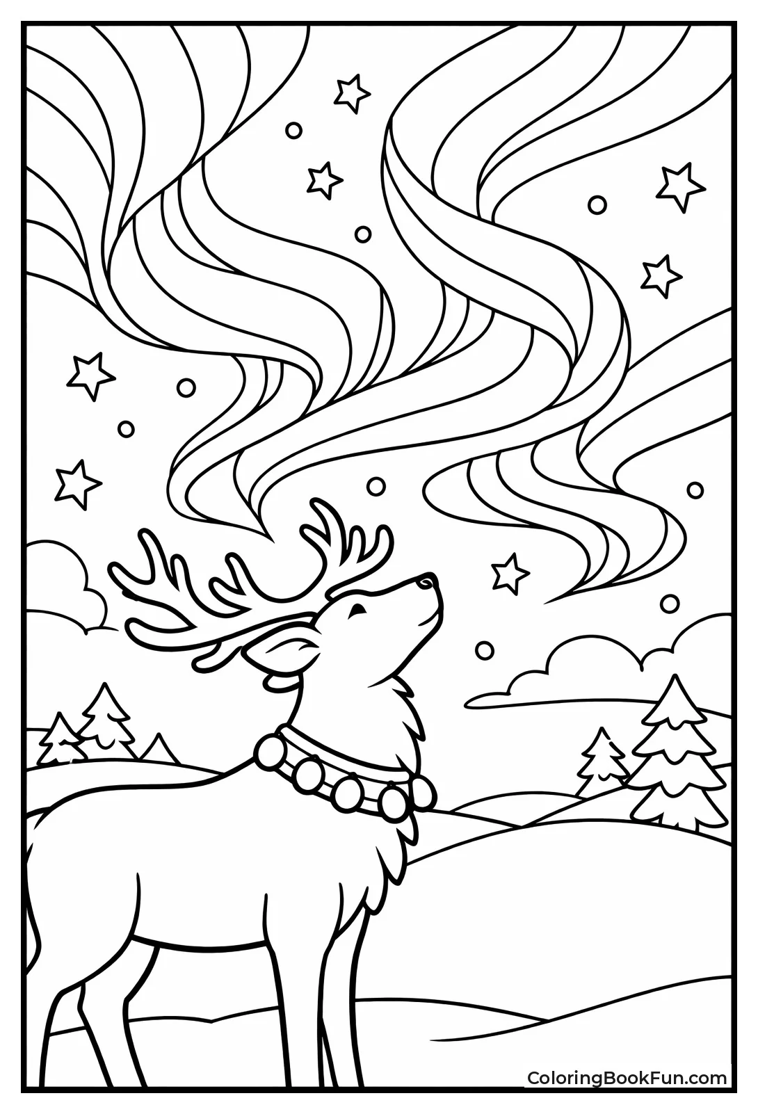 Reindeer Watching Northern Lights