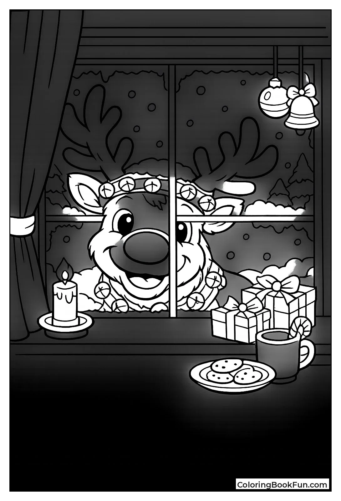 Reindeer Peeking through Window