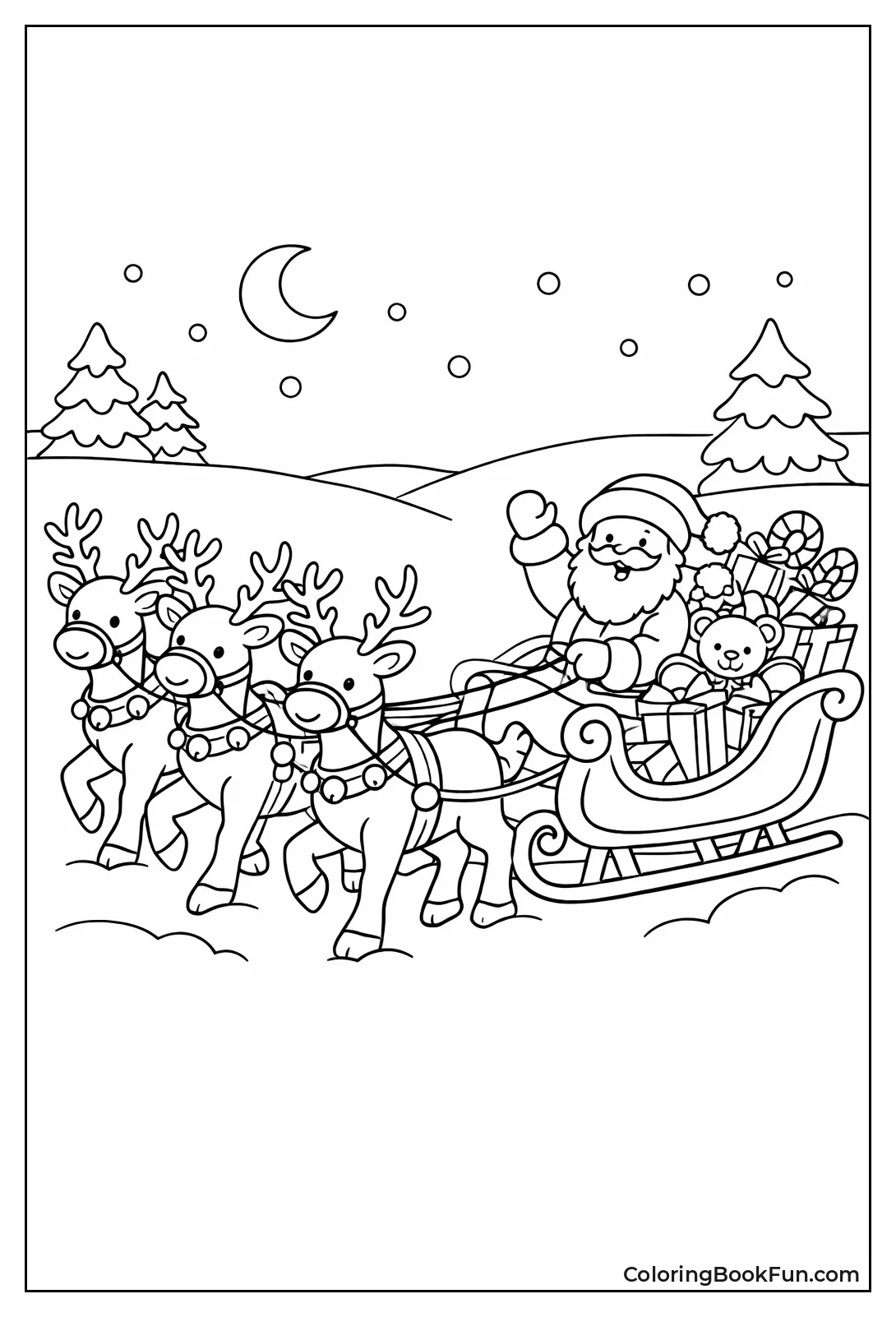 Sleigh Overflowing with Colorful Gifts