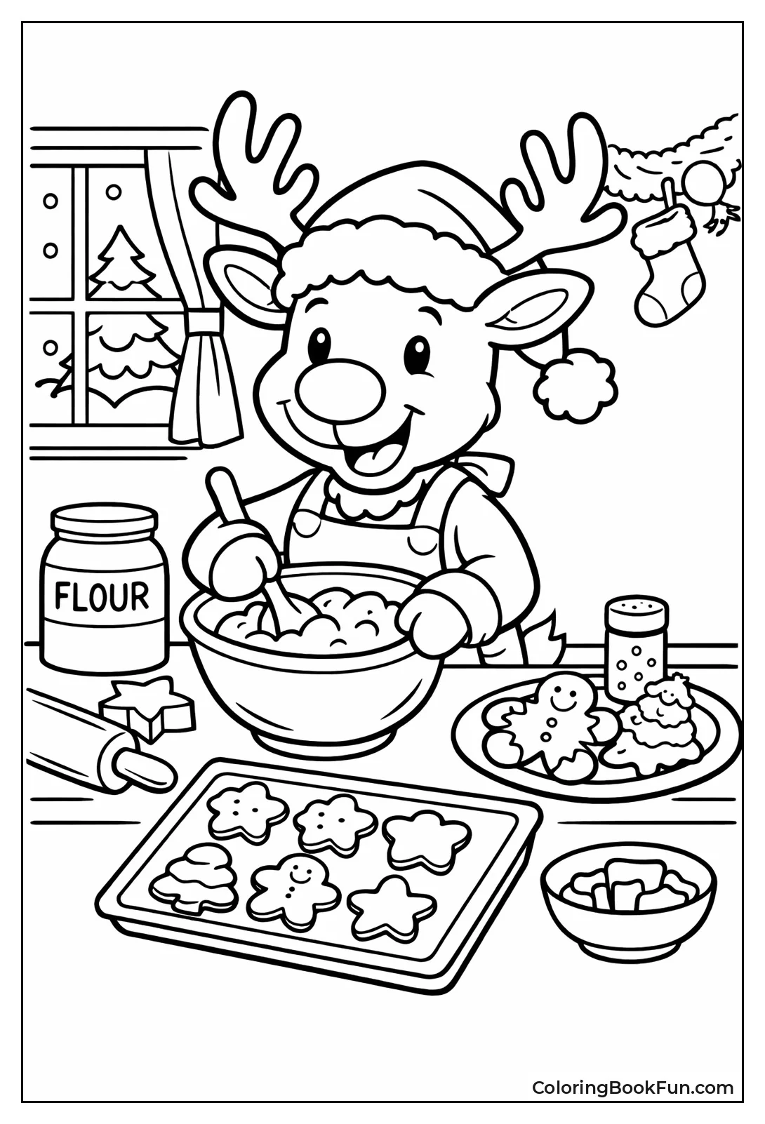 Reindeer Baking Christmas Cookies