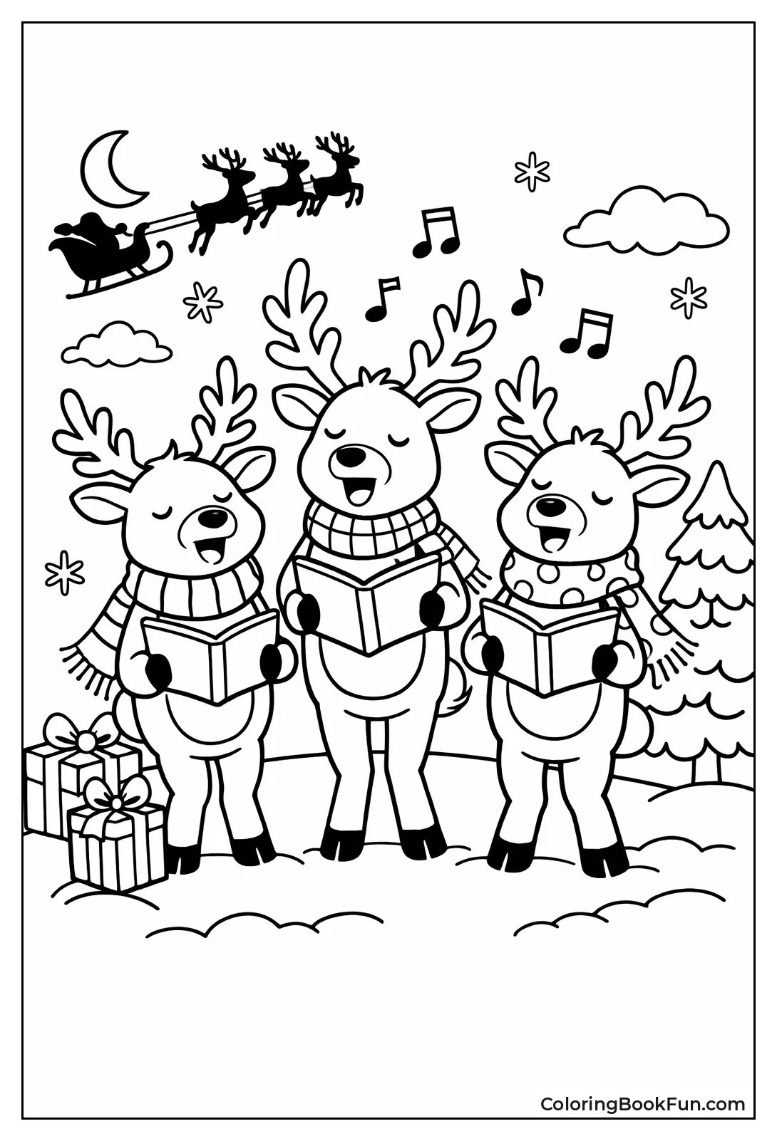 Reindeer Carolers with Songbooks