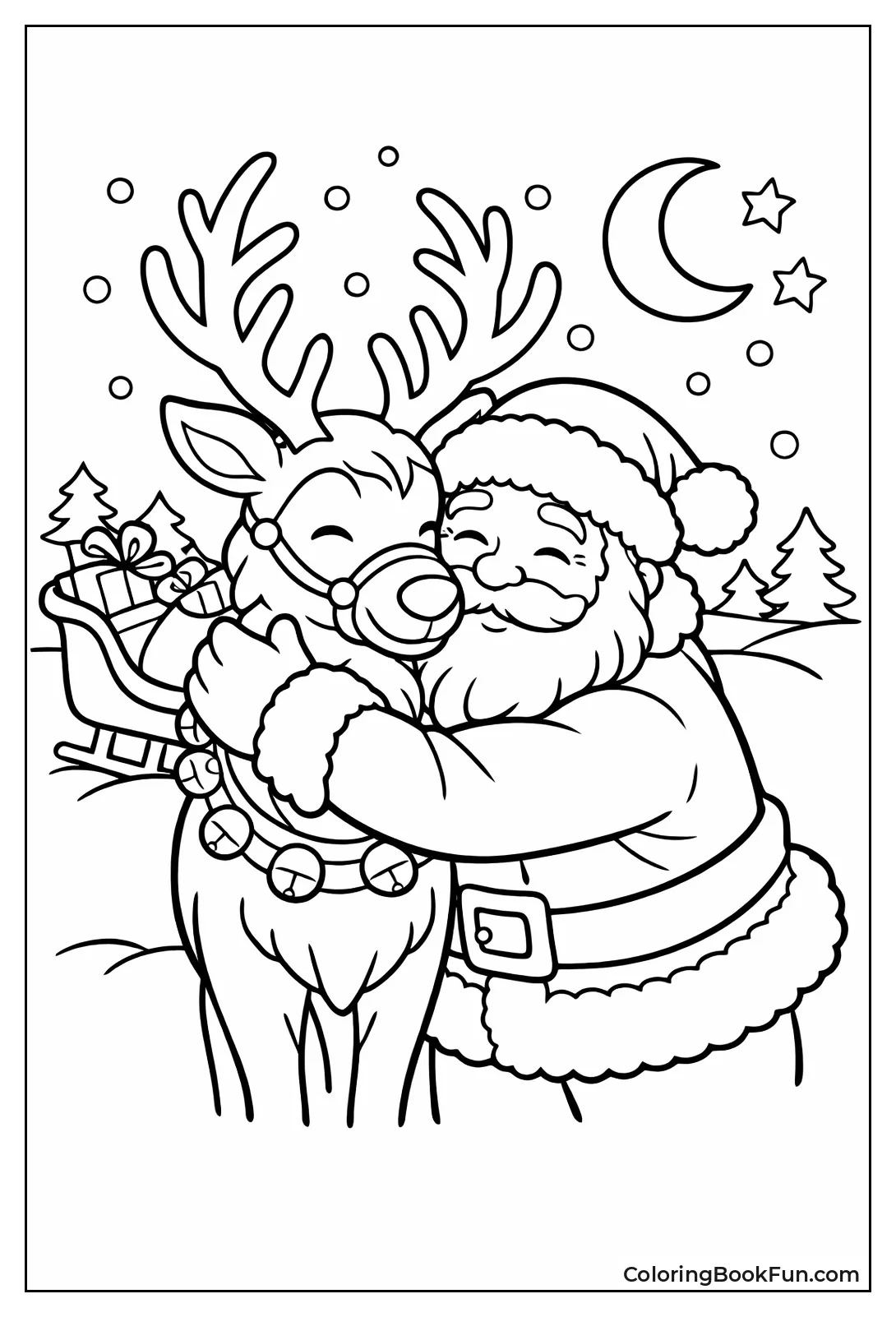 Santa Hugging his Reindeer