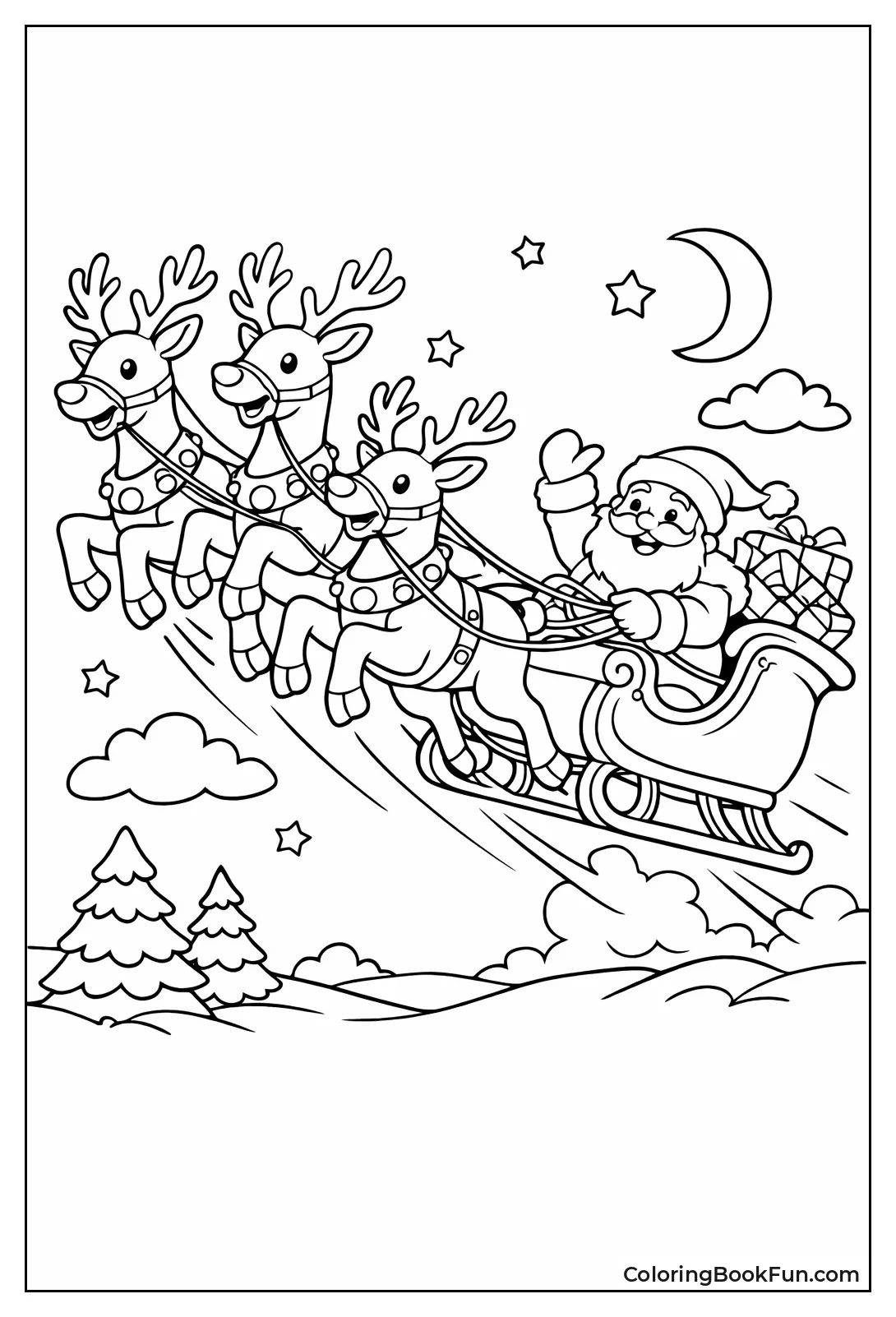 Reindeer Lifting Sleigh into Sky