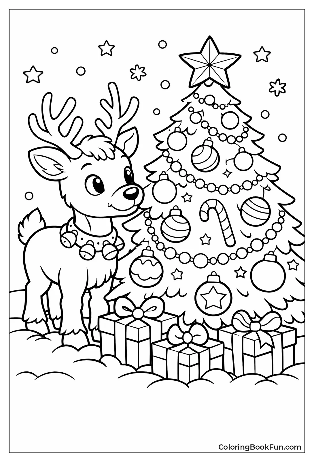 Reindeer beside Christmas Tree