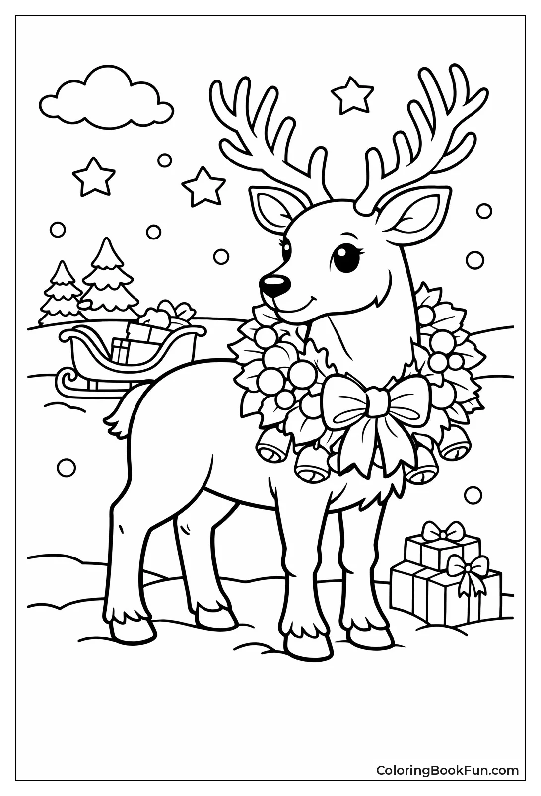 Reindeer Wearing Holiday Wreath