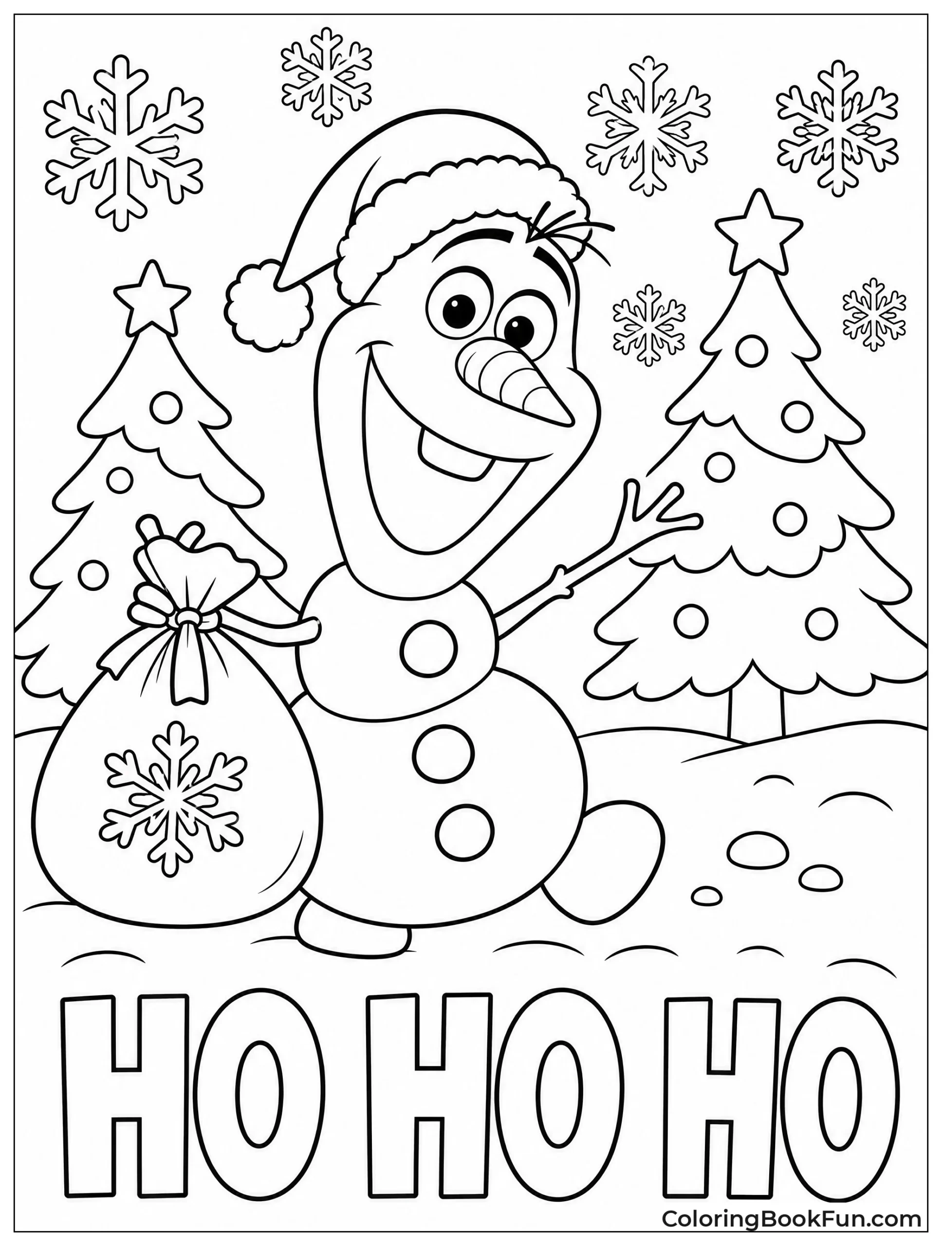 Santa Olaf Holds Gift Bag