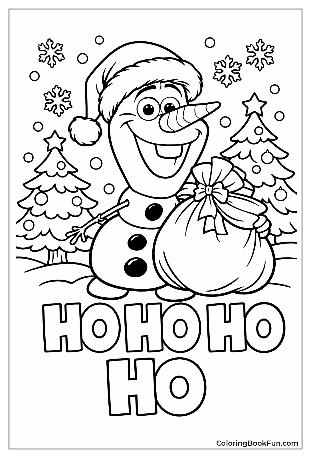 Santa Olaf Holds Gift Bag