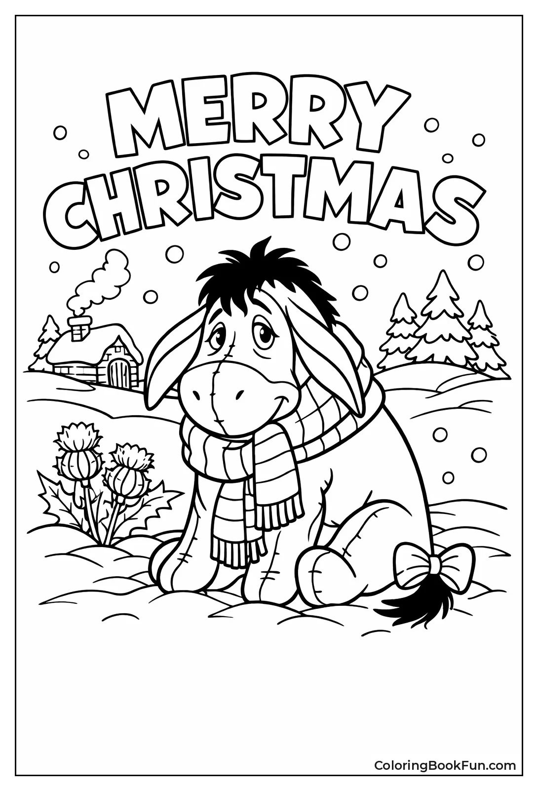 Eeyore Wears Christmas Scarf