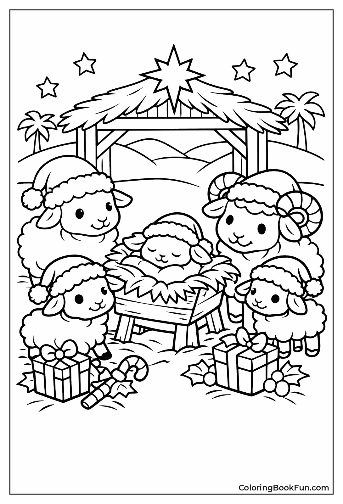 Sheep Wearing Santa Hats