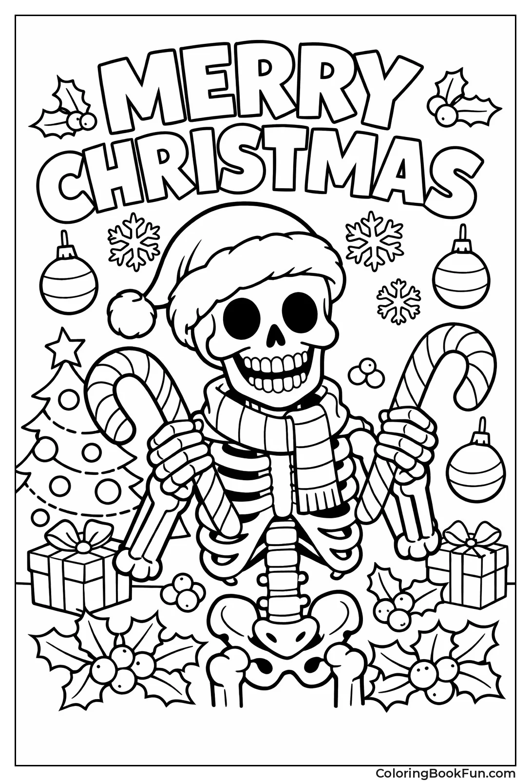 Christmas Skeleton Holding Candies