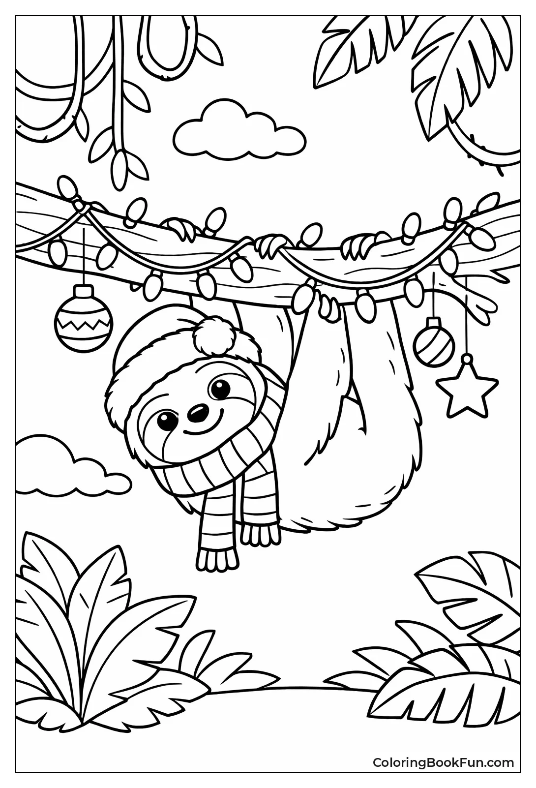 Christmas Sloth in Santa Hat