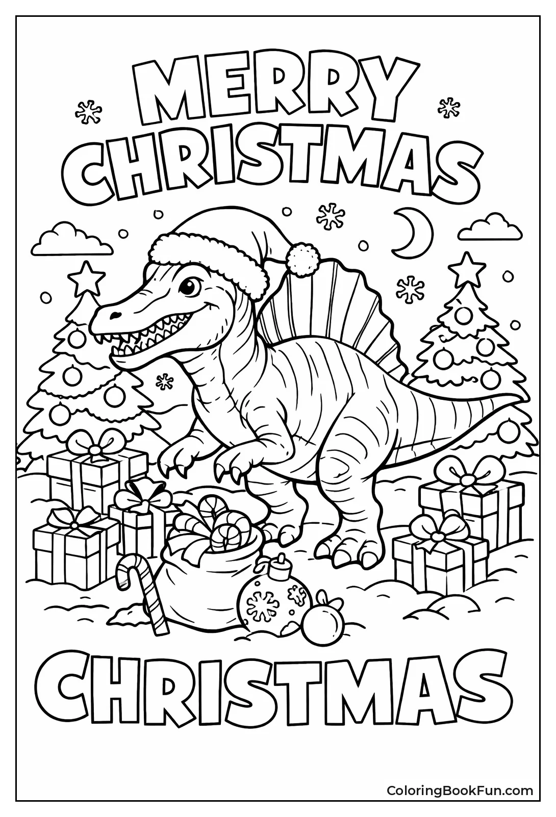 Christmas Spinosaurus in Santa Hat