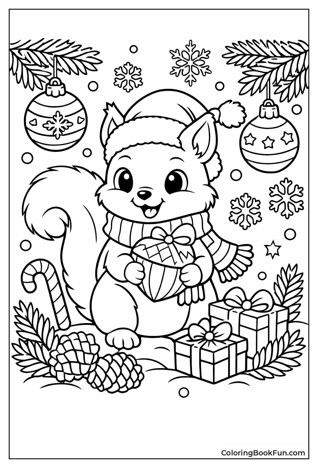 Christmas Squirrel in Santa Hat