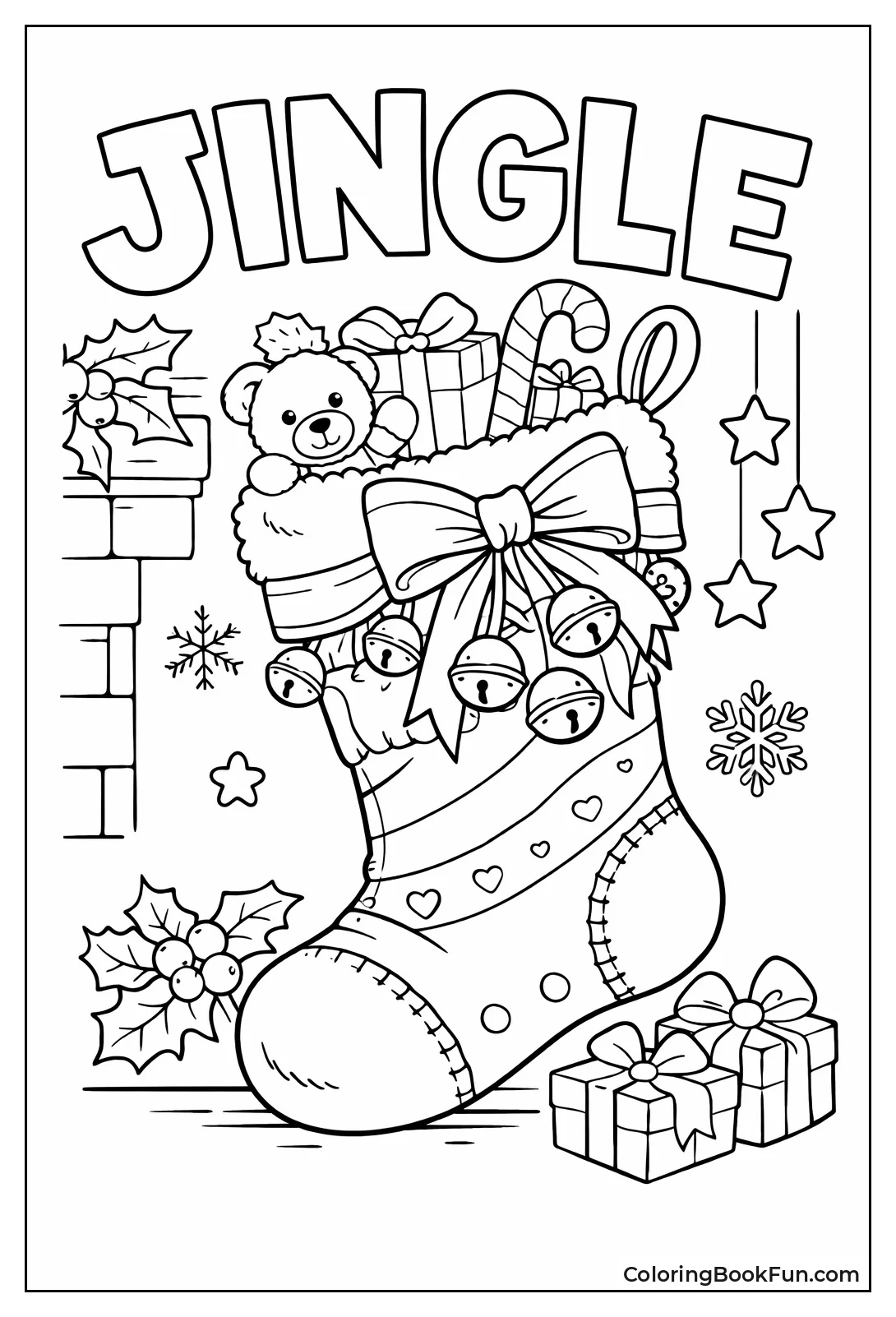 Bells Ribbons Trim Stocking