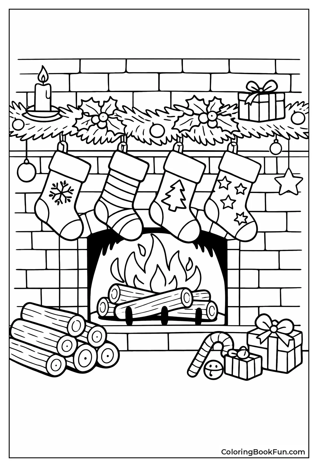 Cozy Fireplace Stocking Scene