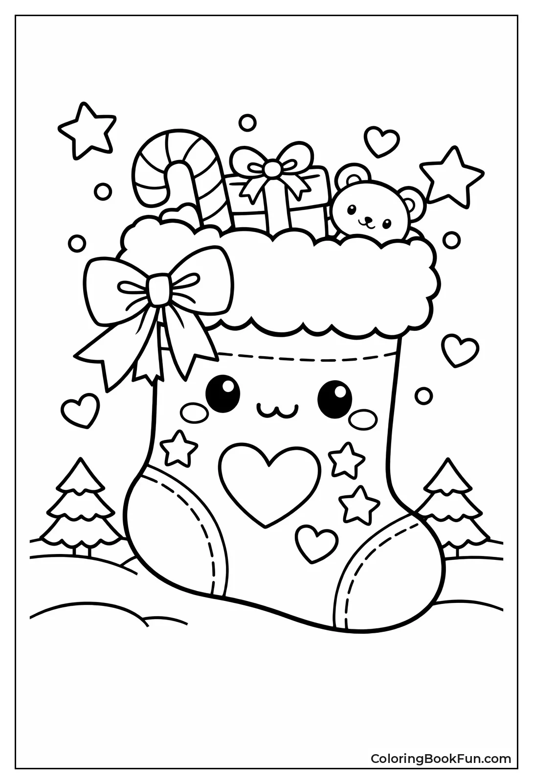 Kawaii Ribbon Heart Stocking