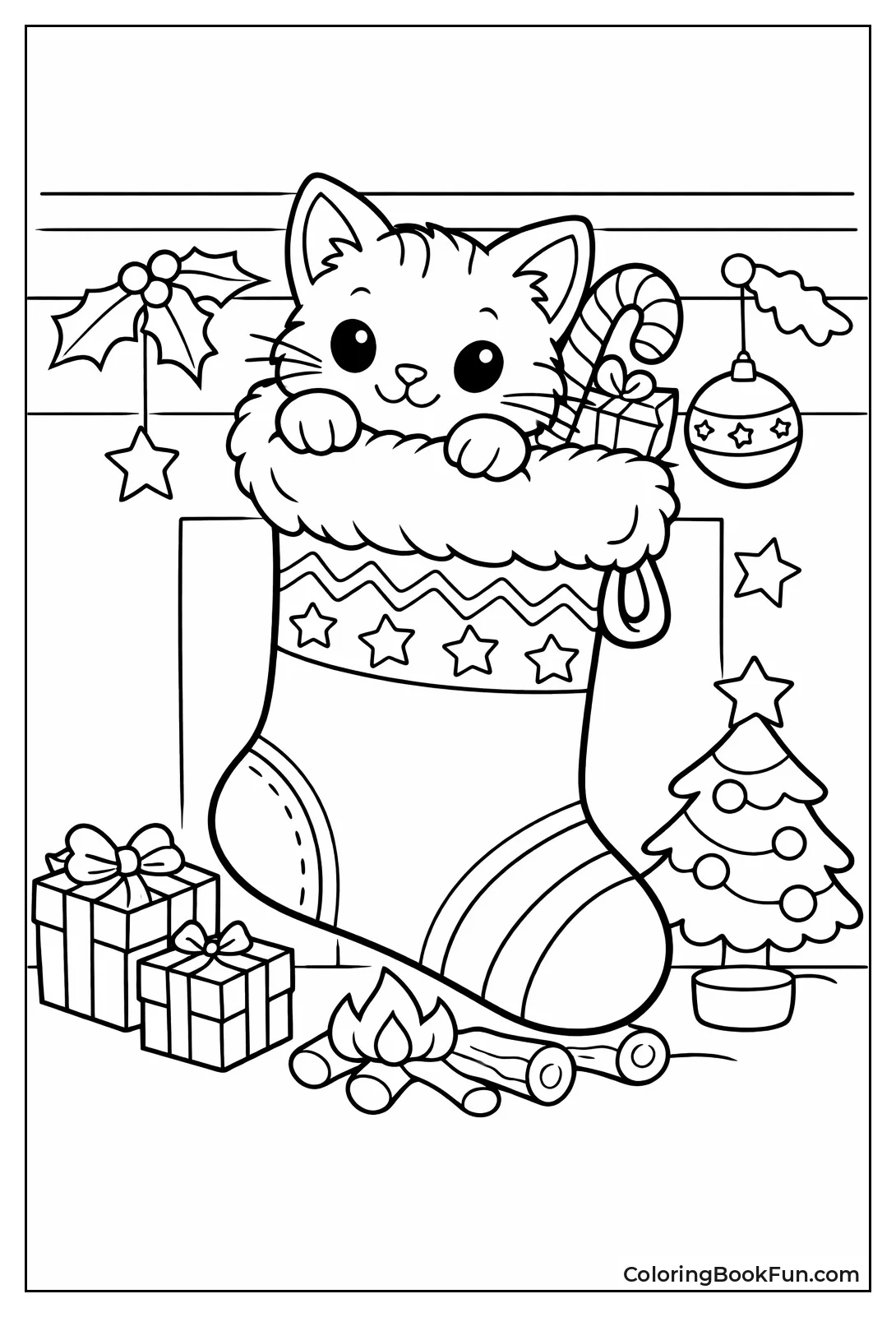 Kitten Peeks from Stocking