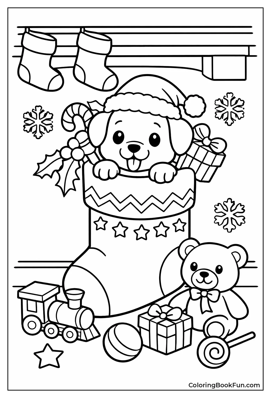 Puppy Peeking from Stocking