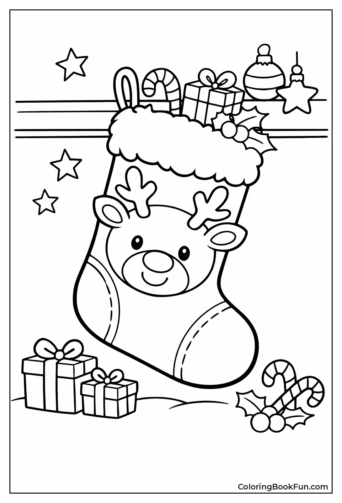 Reindeer Face Christmas Stocking