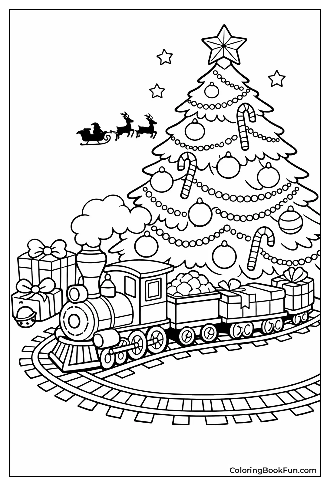 Train Chugs around Tree