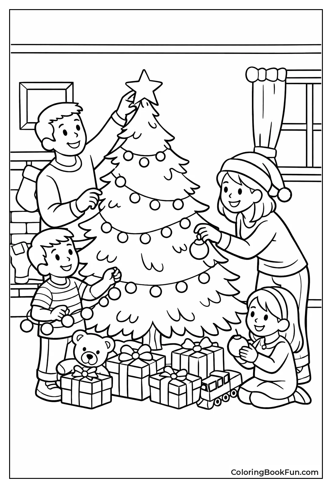 Family Decorating Christmas Tree