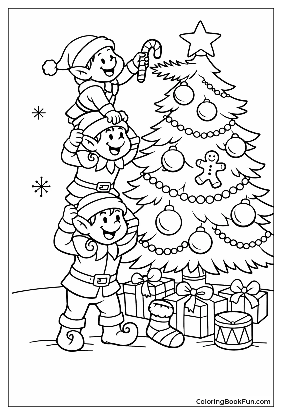 Elves Stacking on Ladder