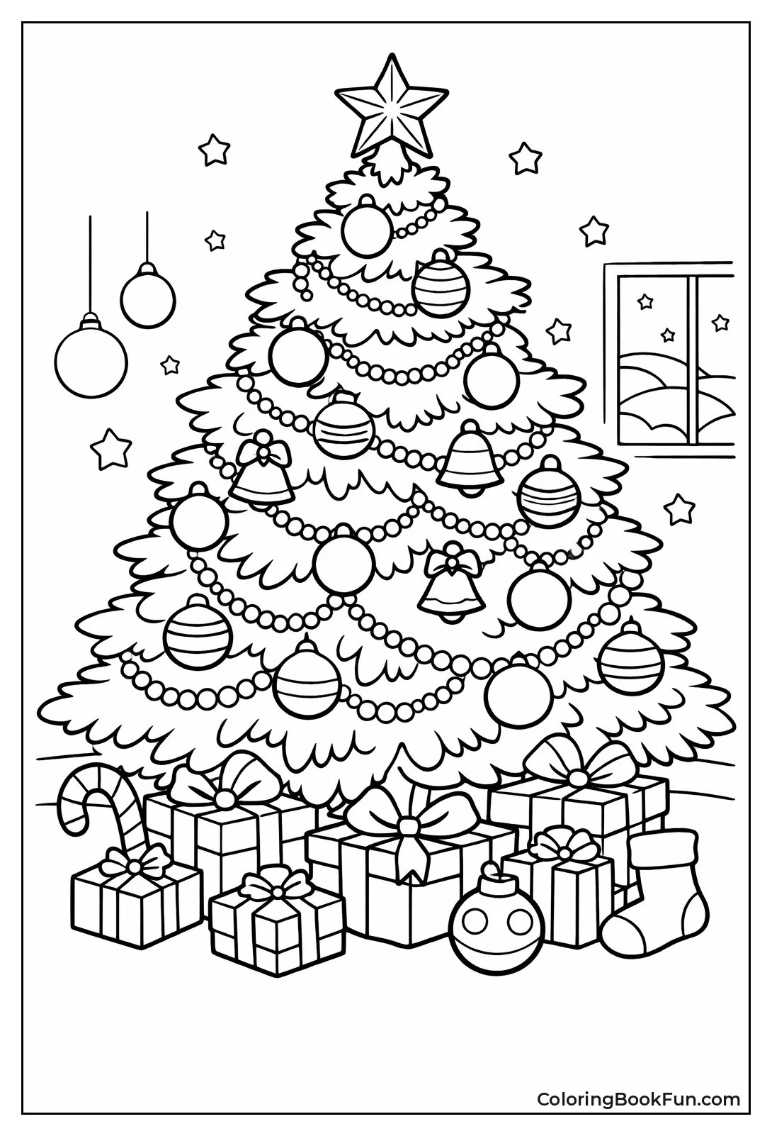 Flocked White Snowy Tree