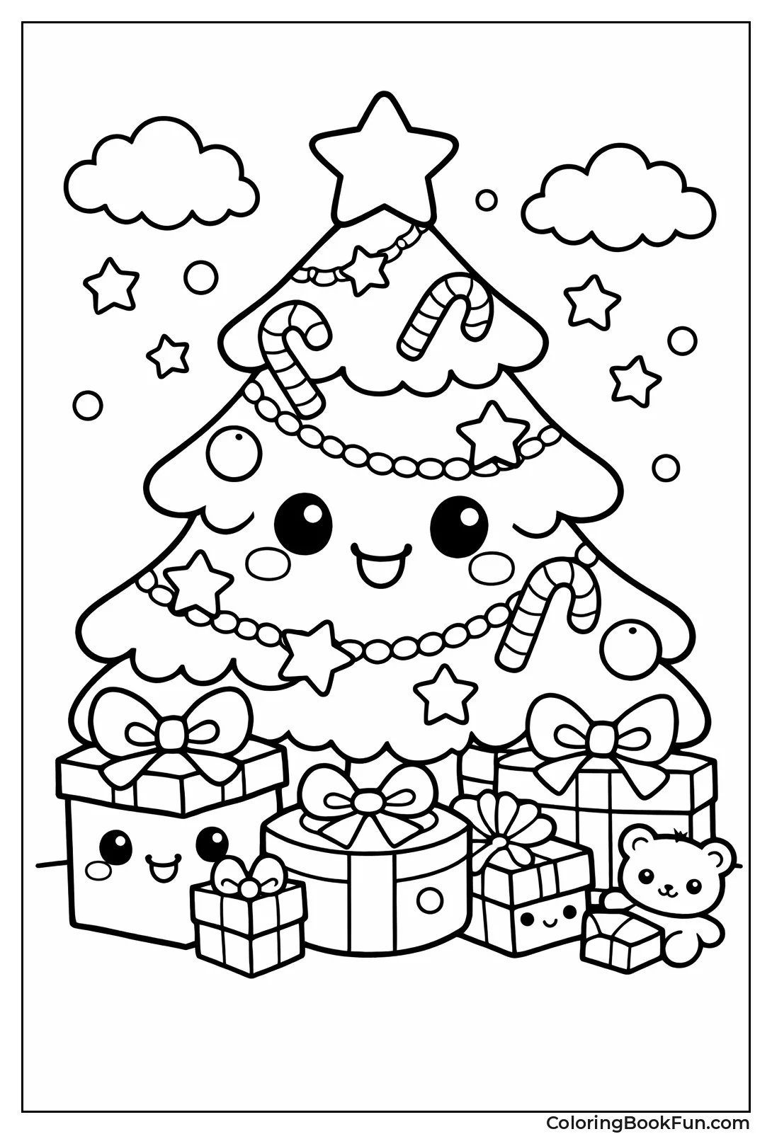 Smiling Christmas Tree Decorated