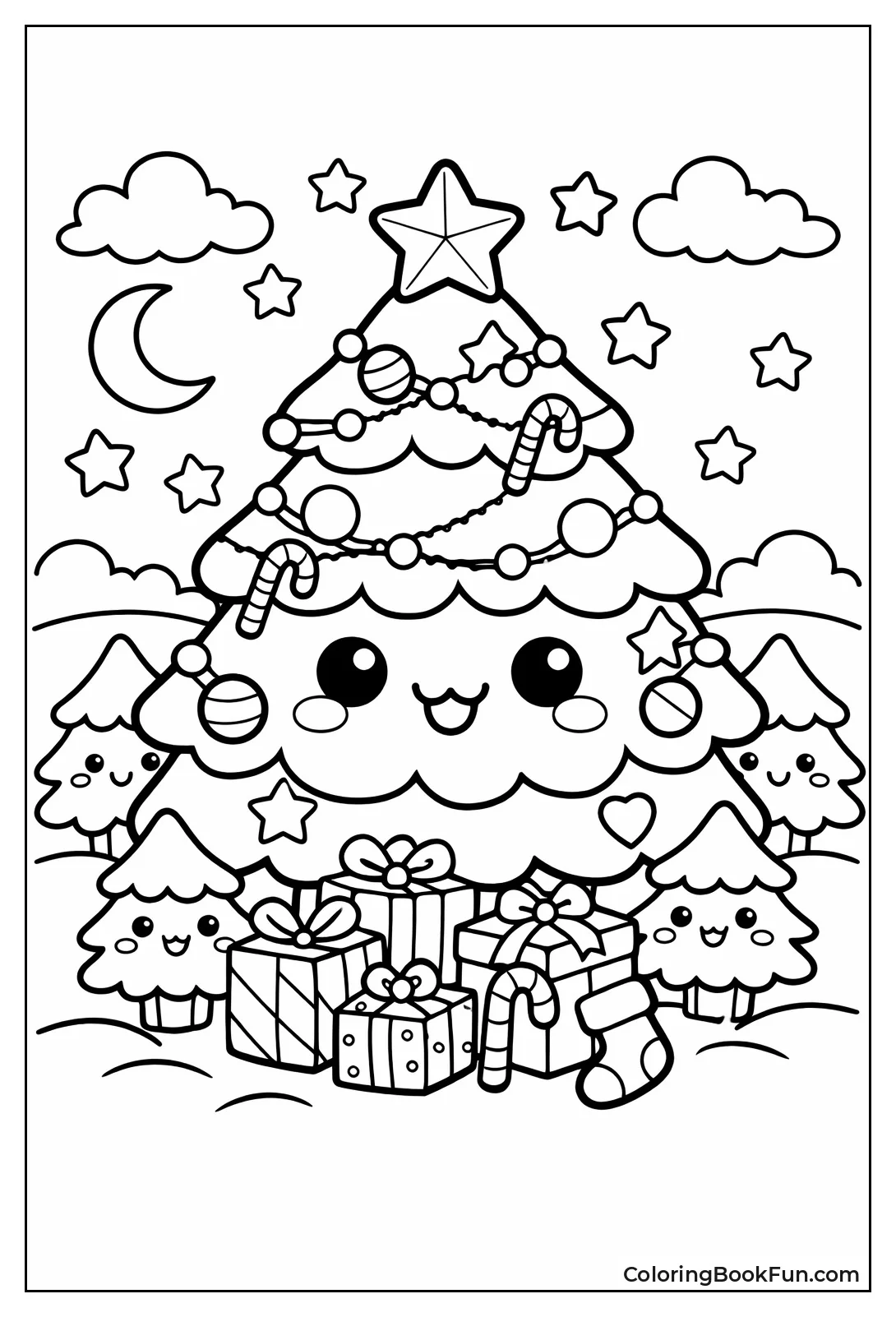 Kawaii Smiling Tree Family