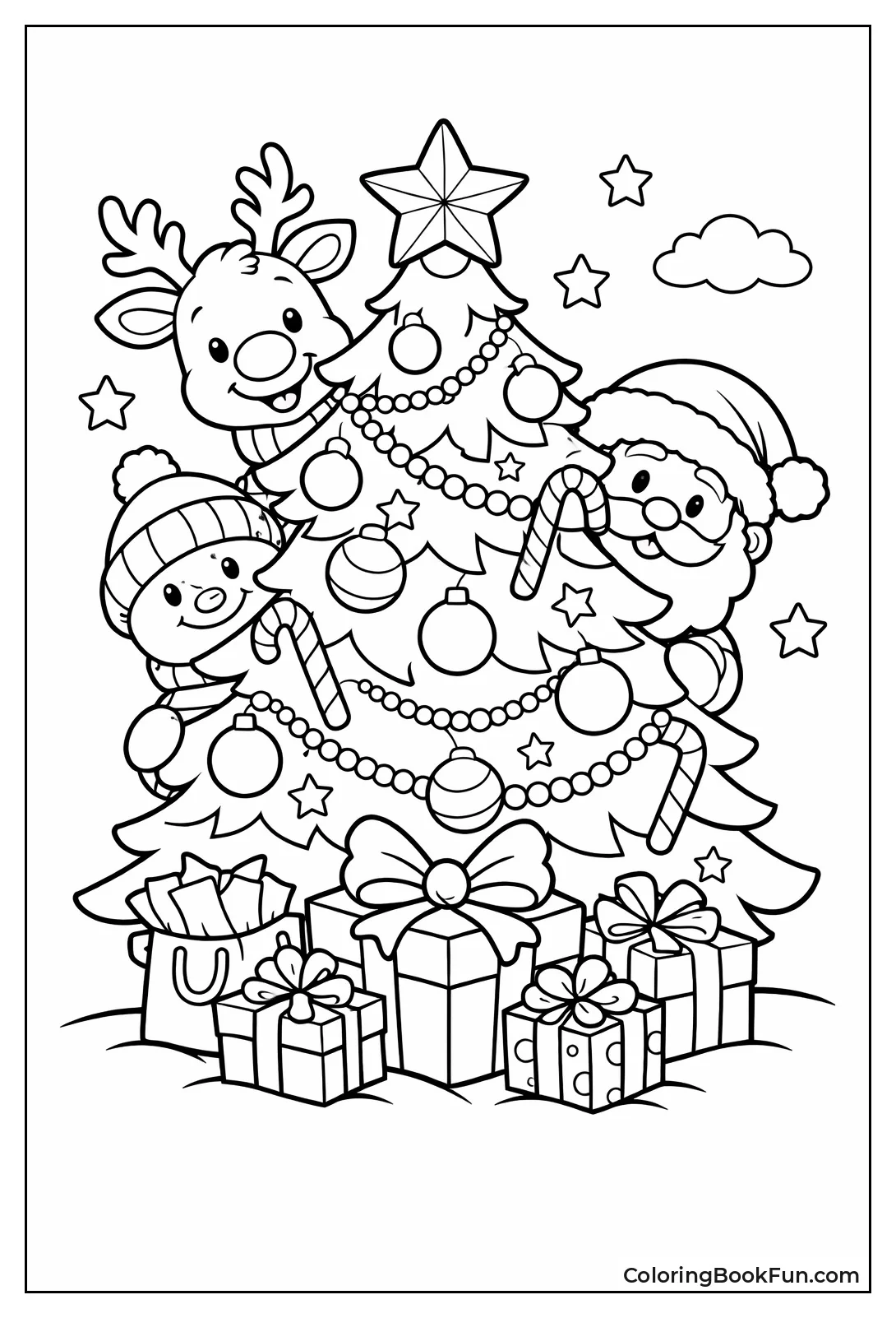 Reindeer Peeking Behind Tree