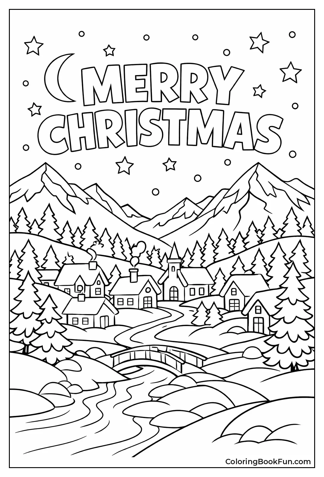 Snowy Village under Stars