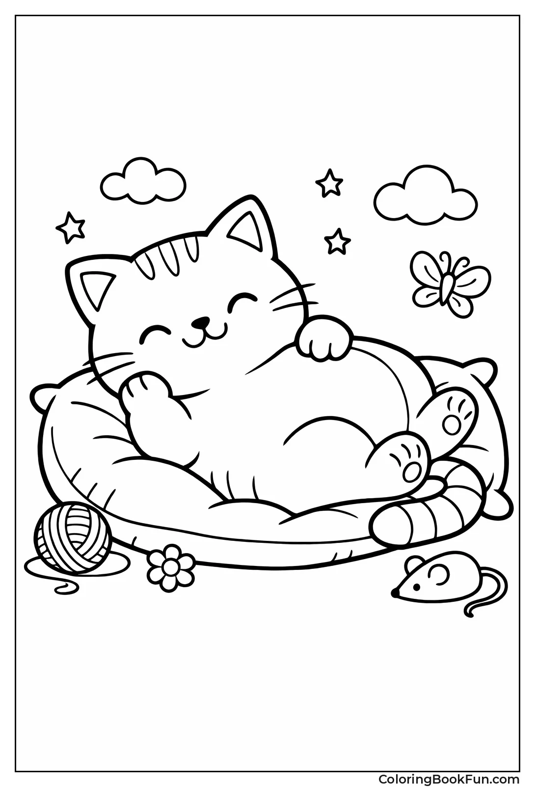 Chubby Cat Lounging Lazily
