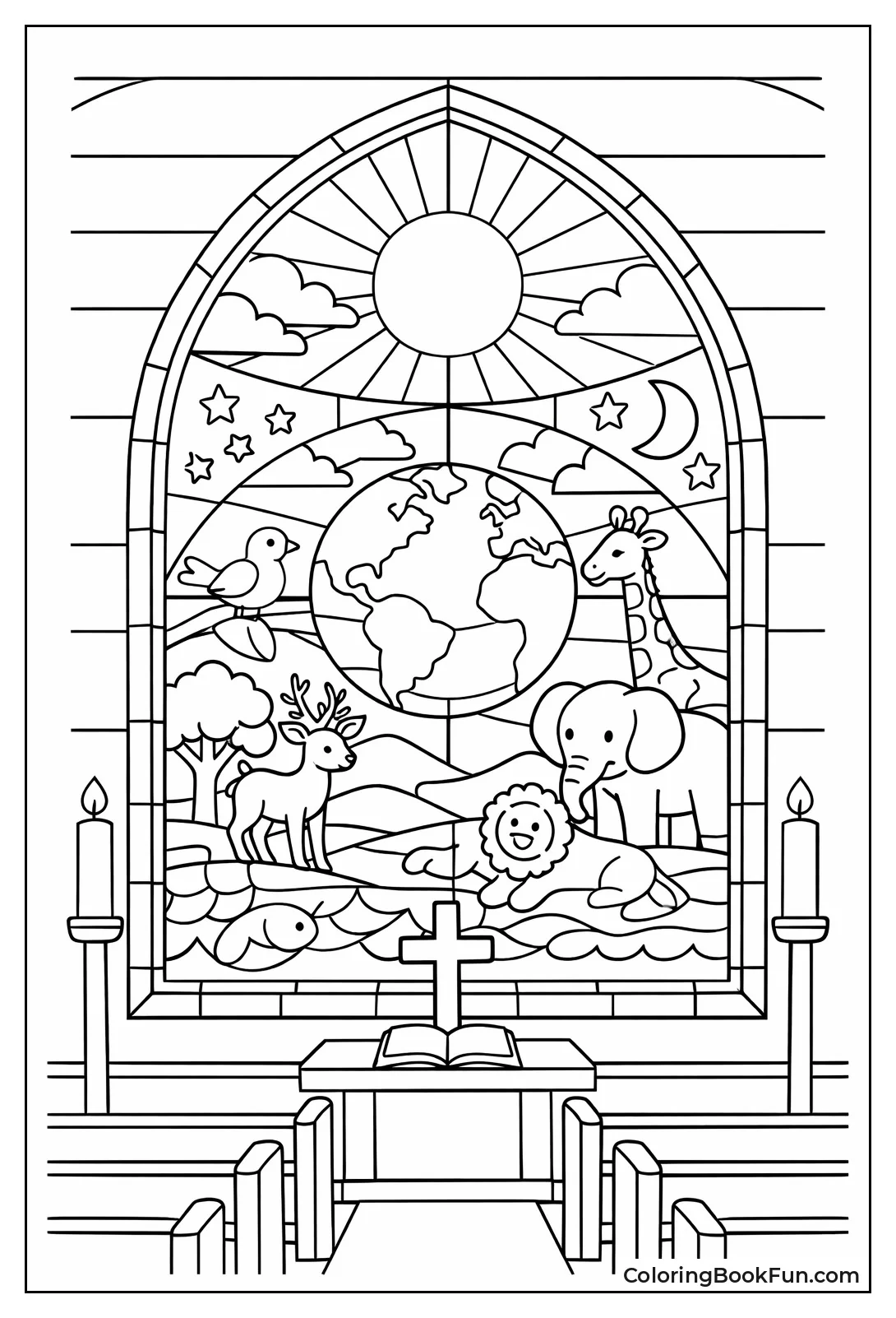 Creation in Glass Window