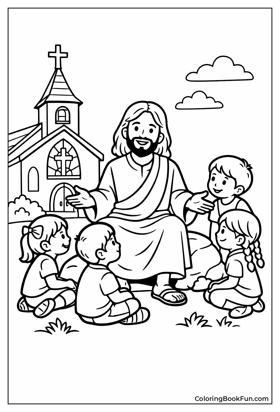 Jesus Blesses Happy Children