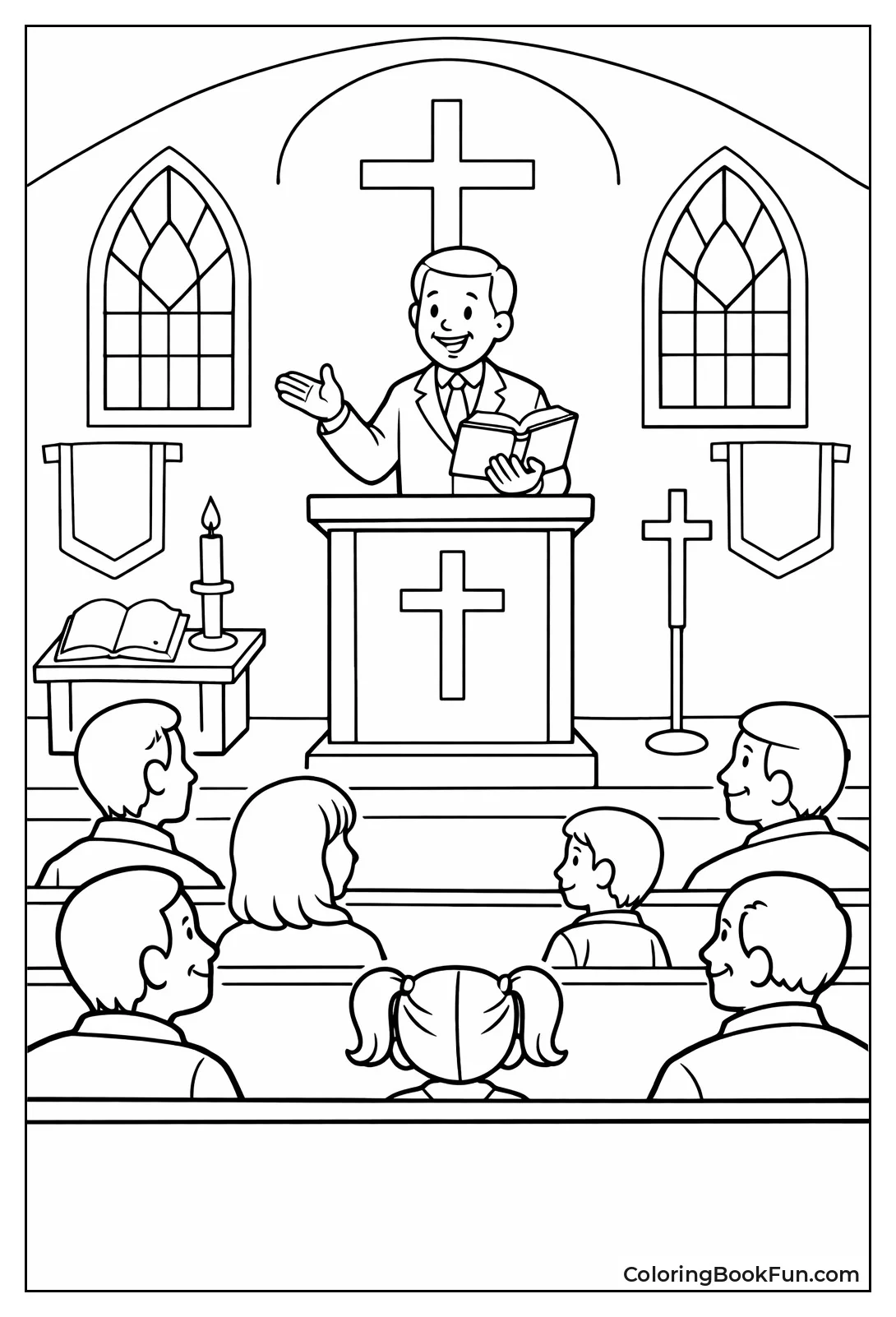 Pastor Preaching from Pulpit