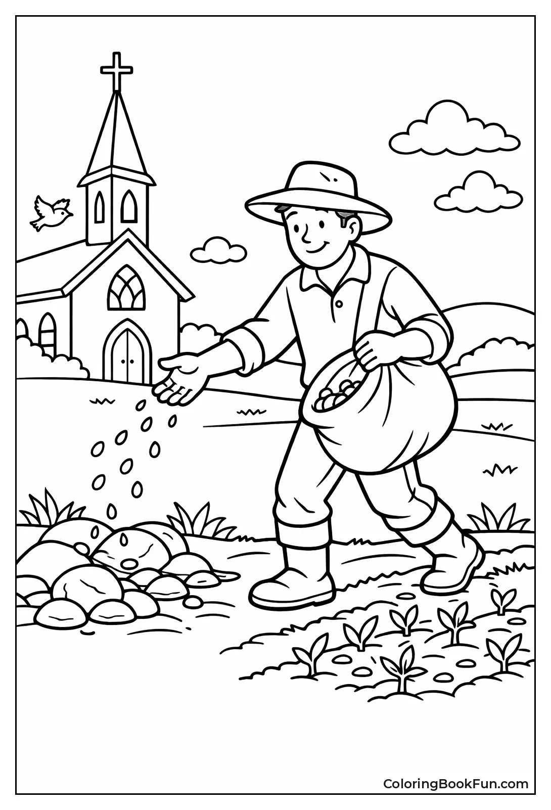 Sower Scatters Seeds Around