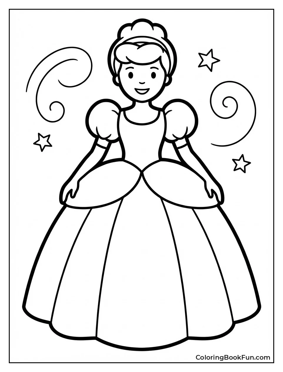 Cinderella Smiling in Ball Gown