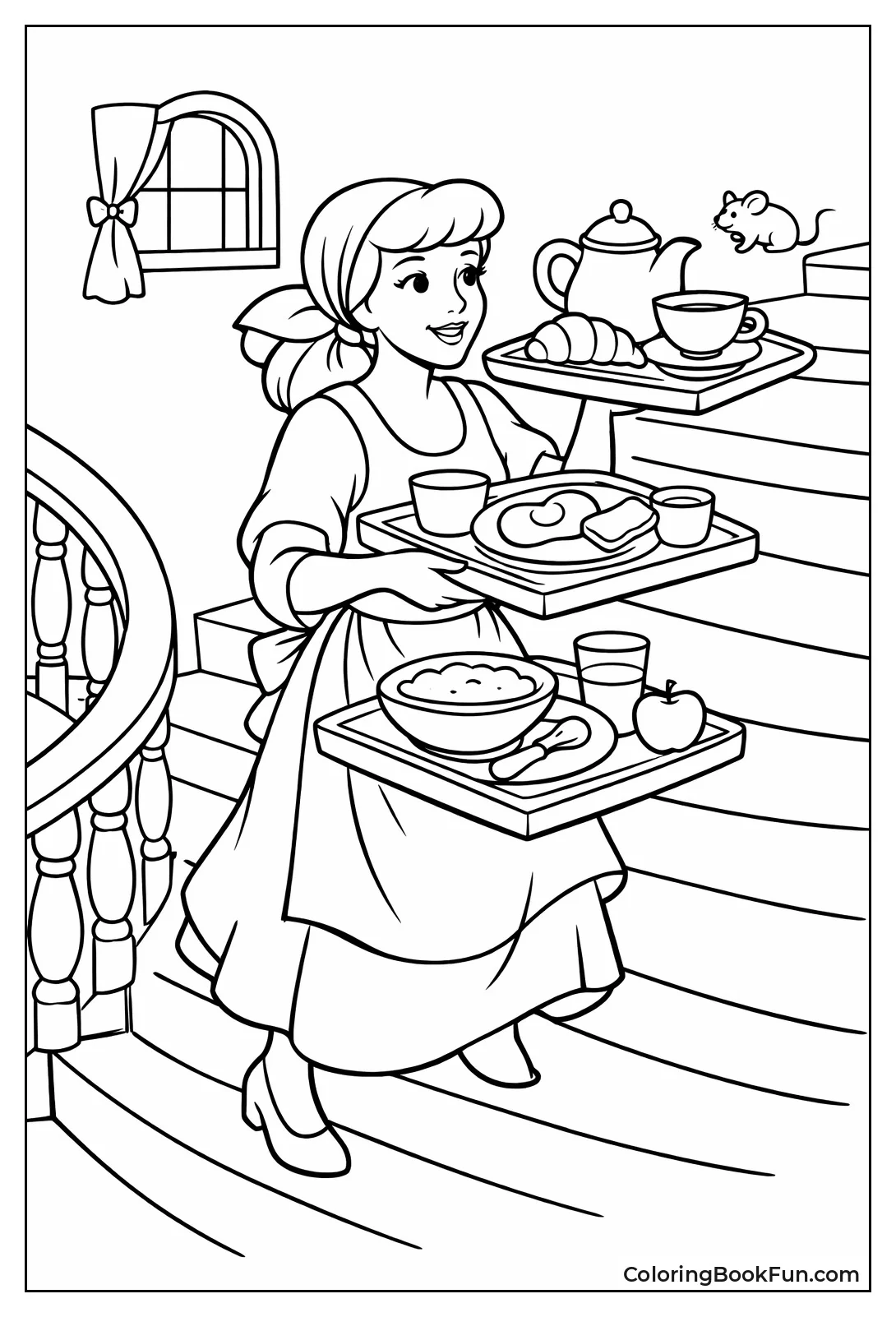 Cinderella Balances Breakfast Trays