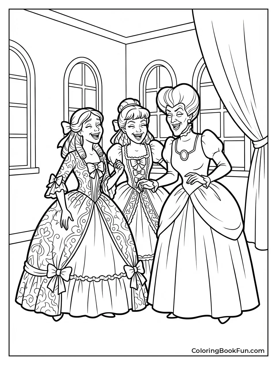 Stepmom Laughs with Stepsisters