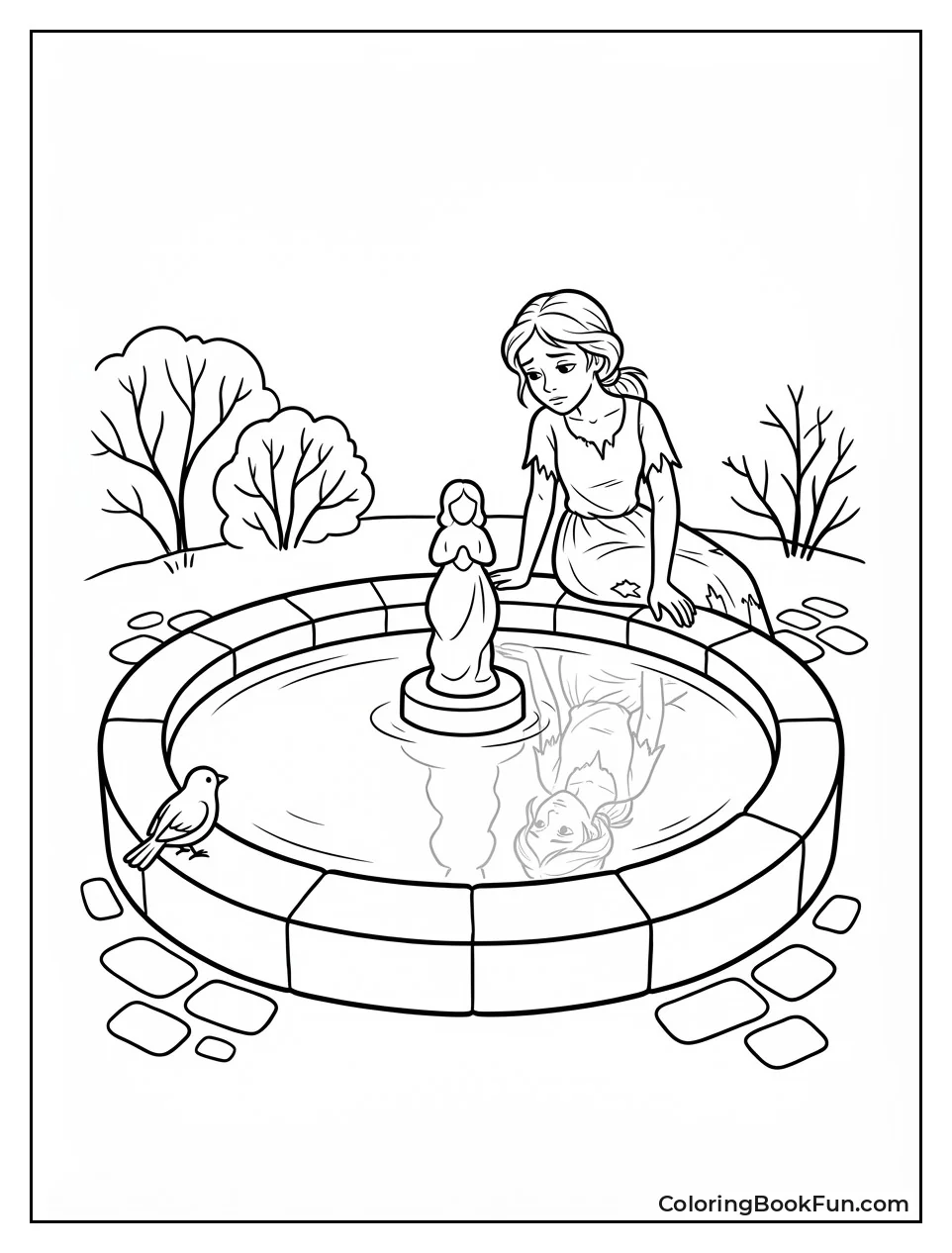 Cinderella Gazes at Fountain